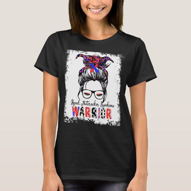 Renal Nutcracker Syndrom Warrior Blue Red Ribbon T-Shirt (Vorderseite)