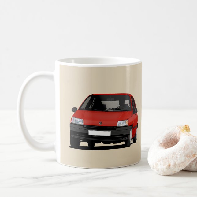 Renault Clio I, rote Illustration x 2 Kaffeetasse (Mit Donut)