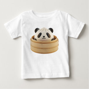 Renderung von panda-förmigem gedämpften Bao Bun Baby T-shirt