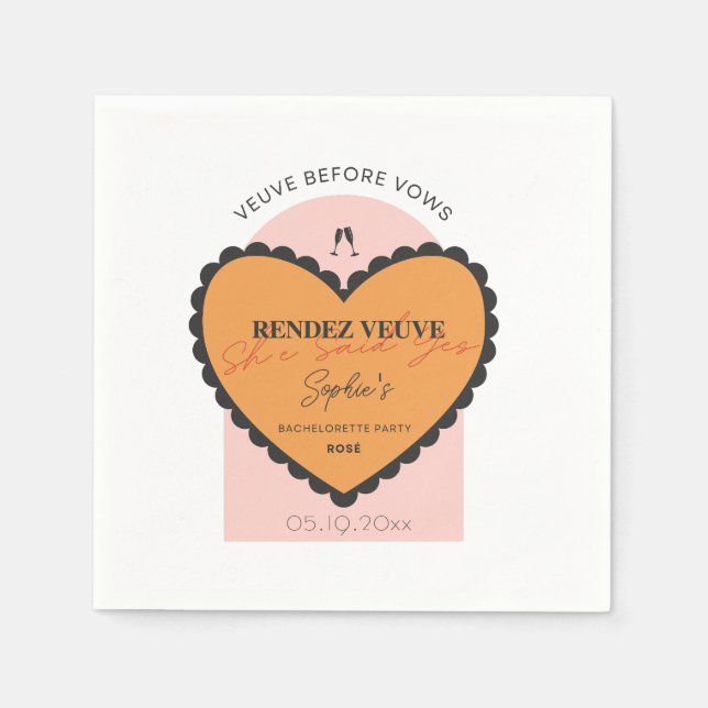 Rendez Veuve Cocktail Napkins Veuve vor den Vows Serviette (Vorderseite)