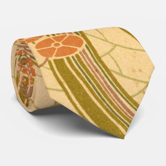 Rene Beauclair's Art Nouveau Curvy Floral Pattern Krawatte (Gerollt)