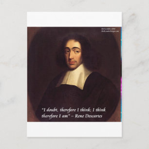Rene Descarte Ich denke, daher bin ich Zitat Postkarte