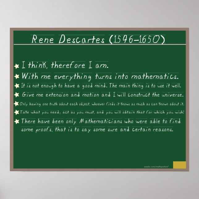Rene Descartes Mathematics Posters Quotes Poster (Vorne)