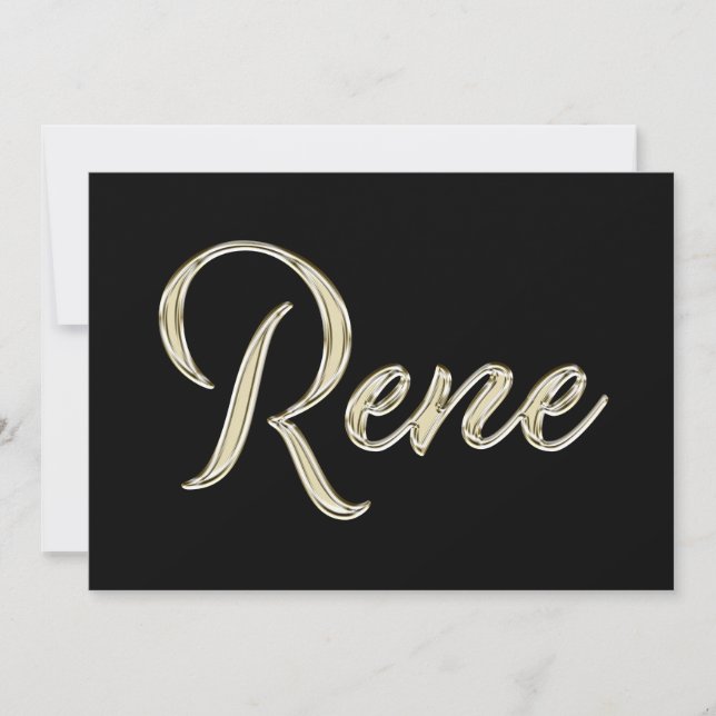 Rene Name white gold Handwriting Karte (Vorderseite)