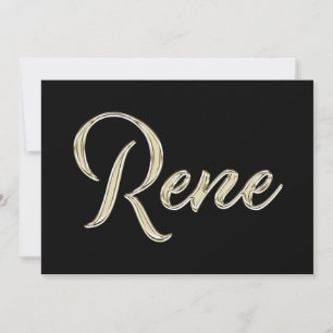 Rene Name white gold Handwriting Karte