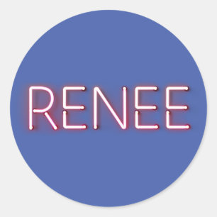 Renee Name in glühender Neonbeleuchtung Neuheit Runder Aufkleber