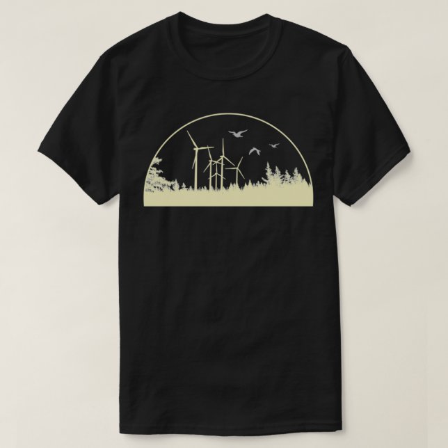 renewable energy wind farm in the forest at sunset T-Shirt (Design vorne)