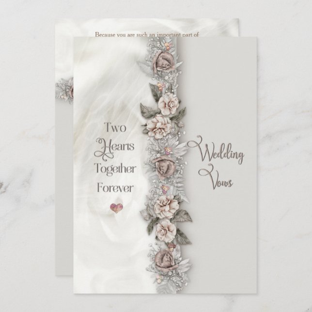 Renewal Wedding Vows Dreamy Floral Beige Rose Einladung (Vorne/Hinten)