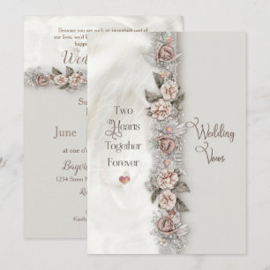Renewal Wedding Vows Dreamy Floral Beige Rose Einladung