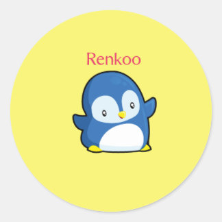 Renkoo Penguin Yellow Runder Aufkleber