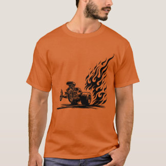 Renn-Dragster-Auto mit beeindruckenden Flammen Jun T-Shirt