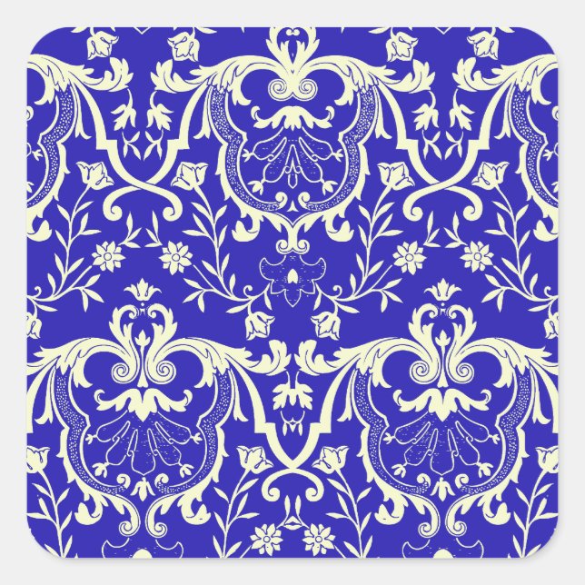 Rennaisance Damask #1 @ Sonolotre Quadratischer Aufkleber (Vorderseite)