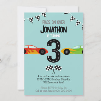 Rennen auf dem 3. Geburtstag Racecar Party Einladung