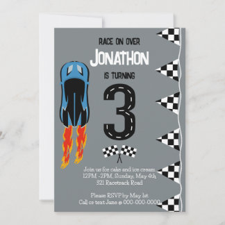 Rennen auf dem 3. Geburtstag Racecar Party Einladung