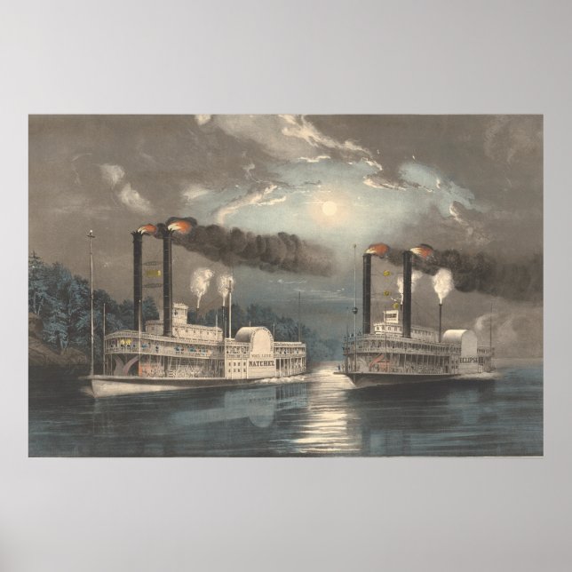 Rennen auf dem Mississippi - F Palmer Fine Art Pos Poster (Vorne)