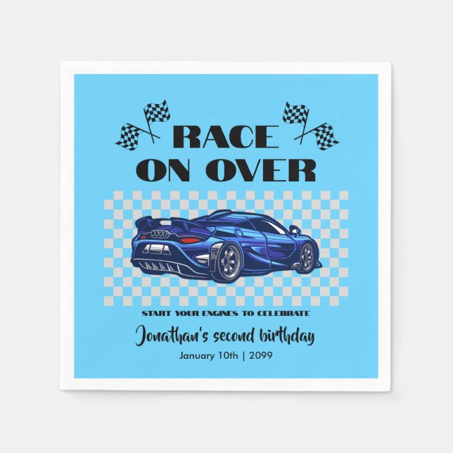 Rennen auf dem modernen blauen Sportwagen jeden Al Serviette (Vorderseite)