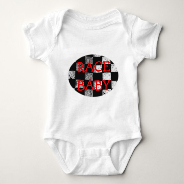 Rennen-Baby-Zielflagge-kundengerechter Bodysuit Baby Strampler (Vorderseite)