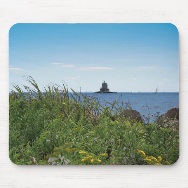 Rennen-Felsen-Licht - Fischer-Insel, NY Mousepad (Vorne)