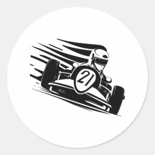 Rennen in Minimalistisch Schwarz und Weiß Runder Aufkleber