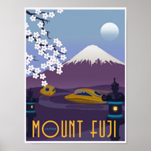 Rennen Sie in Ihrem fliegenden Auto auf den Fuji! Poster