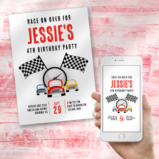 Rennen über Auto Geburtstagsparty Einladung