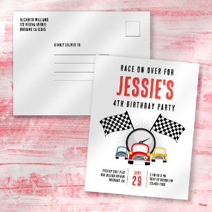Rennen über Auto Geburtstagsparty Einladung Postkarte