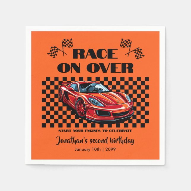 Rennen über modernes, rotes Sportauto Serviette (Vorderseite)