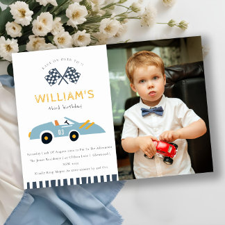 Rennen über RaceCar Foto jedes Alter Geburtstag Ei Dankeskarte