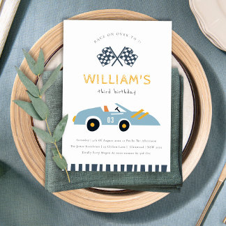 Rennen über Racing Car jedes Alter Geburtstag Einl Dankeskarte