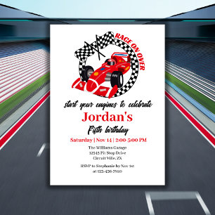 Rennen über Red Race Car jedes Alter Geburtstag Einladung