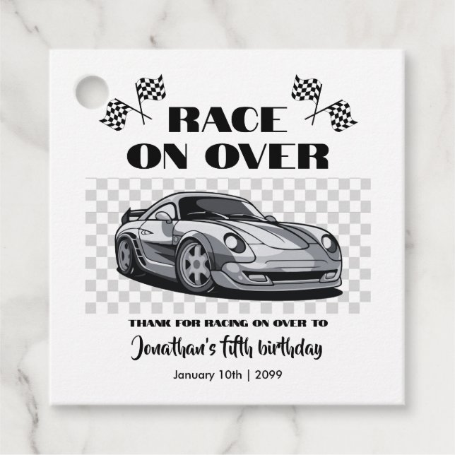 Rennen über Silver Modern Race Car jedes Alter Geschenkanhänger (Vorderseite)