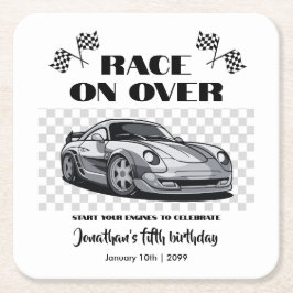 Rennen über Silver Modern Race Car jedes Alter Rechteckiger Pappuntersetzer