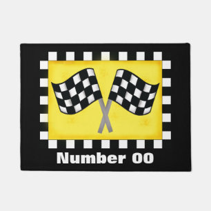 Rennen-Zahl-Checkered Flaggen-personalisiertes Fußmatte