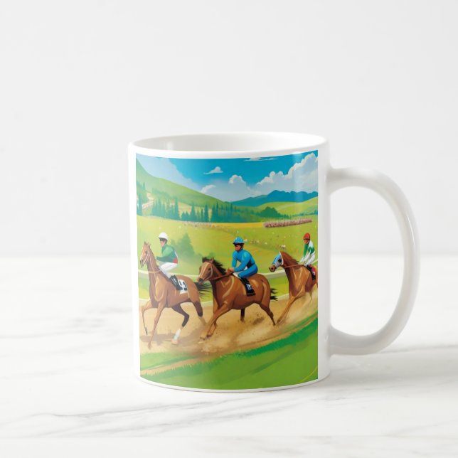Rennen zum Sieg - Reiten Kunst Kaffeetasse (Rechts)