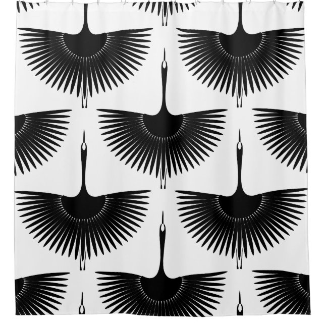 Renner Crane: Orientales Vogelmuster Duschvorhang (Vorderseite)