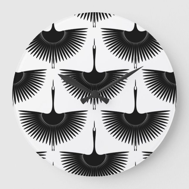 Renner Crane: Orientales Vogelmuster Große Wanduhr (Vorderseite)