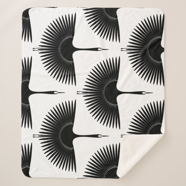 Renner Crane: Orientales Vogelmuster Sherpadecke (Vorderseite)