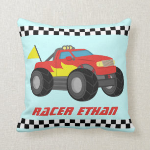 Renner roter Monstertruck, für Jungenzimmer Kissen