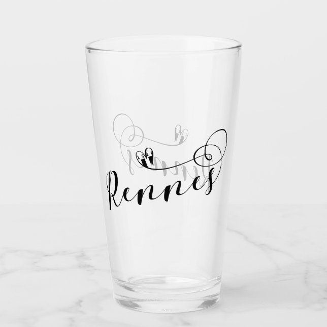 Rennes Flag in Heart, Roazhon Bretagne Glas (Vorderseite)