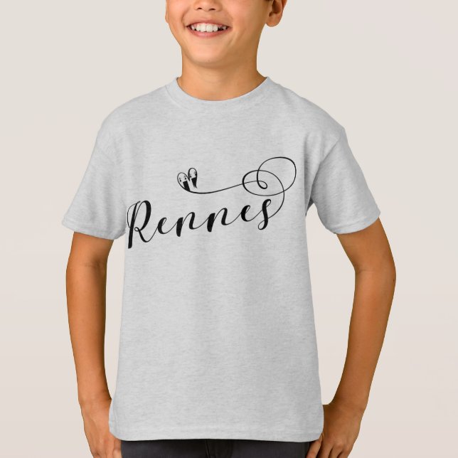 Rennes Flag in Heart, Roazhon Bretagne T-Shirt (Vorderseite)