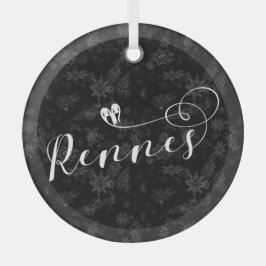 Rennes Flag in Heart, Roazhon, Breton Ornament Aus Glas