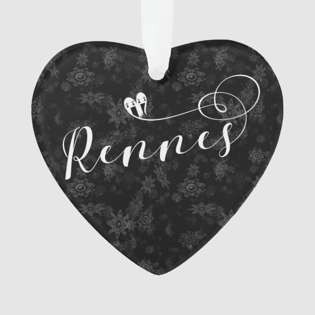 Rennes Flag in Heart, Roazhon, Breton Snowflake Ornament (Vorderseite)