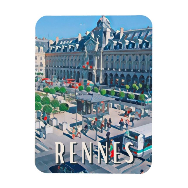 Rennes Foto Vintage Magnet (Vertikal)