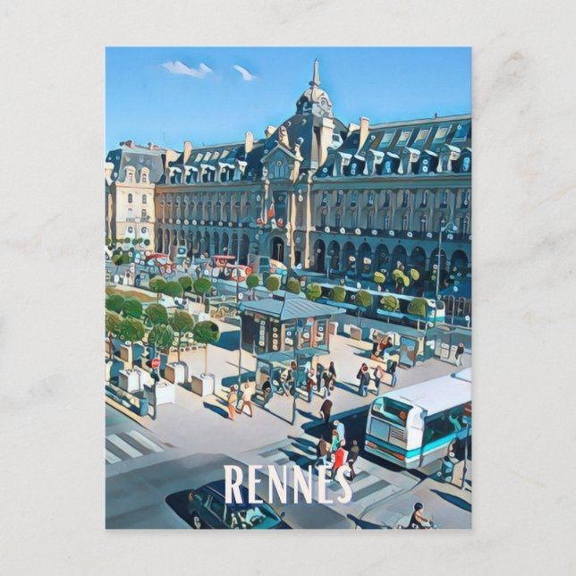 Rennes Foto Vintage Postkarte (Vorderseite)