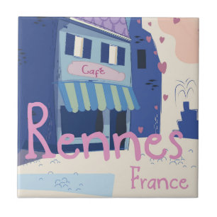 Rennes Frankreich Vintage-Cartoon Fliese