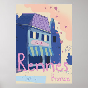 Rennes Frankreich Vintage-Cartoon Poster