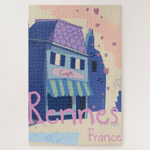 Rennes Frankreich Vintage-Cartoon Puzzle