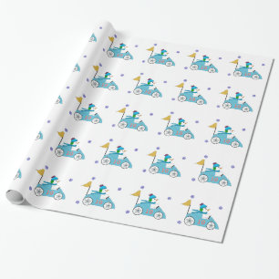 Rennfahrer-Schneemann Geschenkpapier