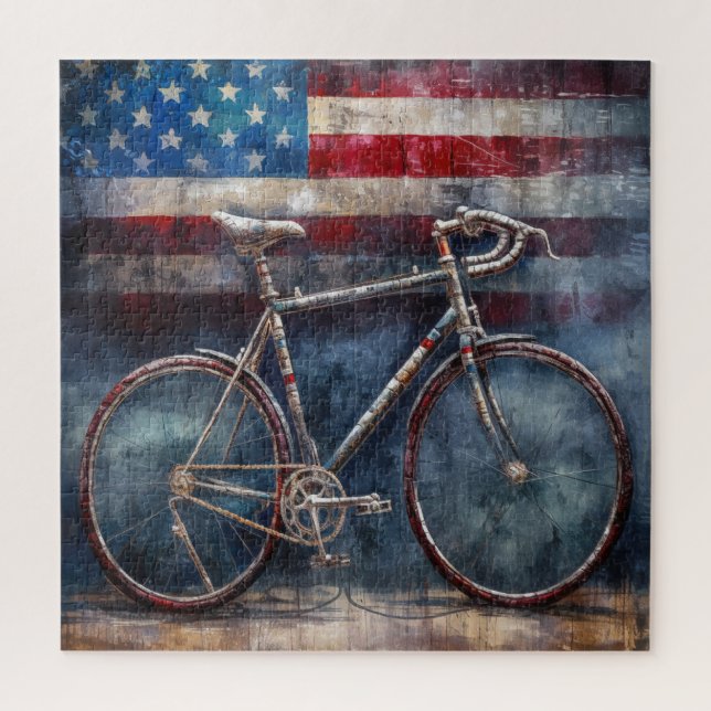 Rennfahrrad im Hintergrund der Acryl-amerikanische Puzzle (Vertikal)