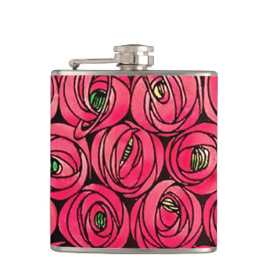 Rennie Mackintosh Rose Art Nouveau Blumenmuster Flachmann